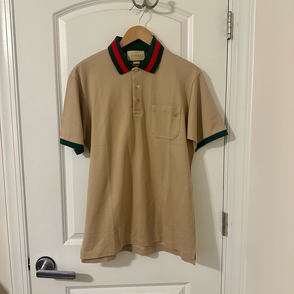 Gucci Cotton piquet polo with Web collar - size M